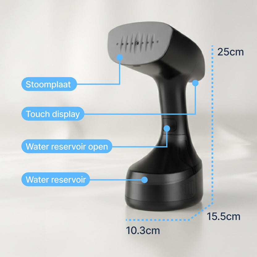 Kledingstomer - Krachtige Handstomer 1800W - Stoomapparaat Kleding - Steamer - Zwart