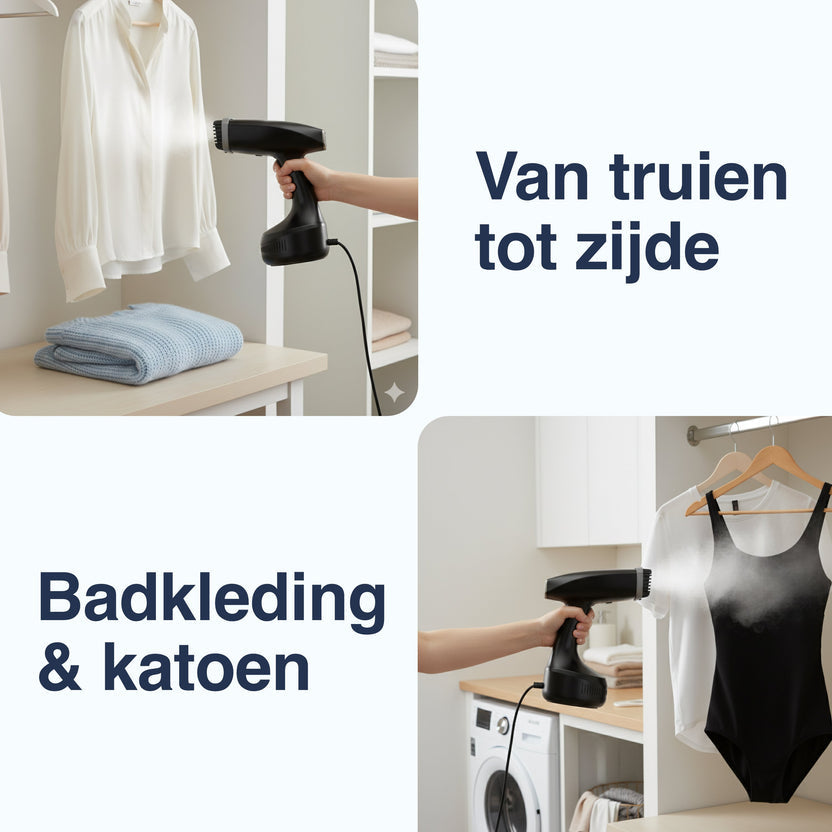 Kledingstomer - Krachtige Handstomer 1800W - Stoomapparaat Kleding - Steamer - Zwart