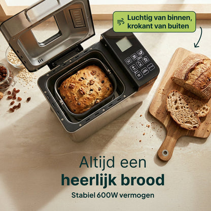 Broodbakmachine - Warmhoudfunctie & Timer - 600W - RVS