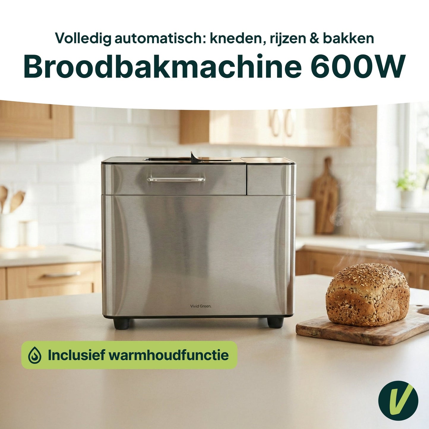 Broodbakmachine - Warmhoudfunctie & Timer - 600W - RVS