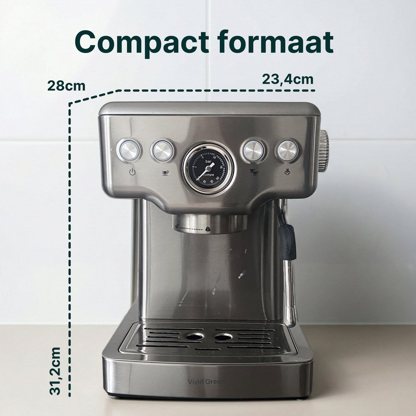 Espressomachine - 20 Bar - Pistonmachine met stoompijpje