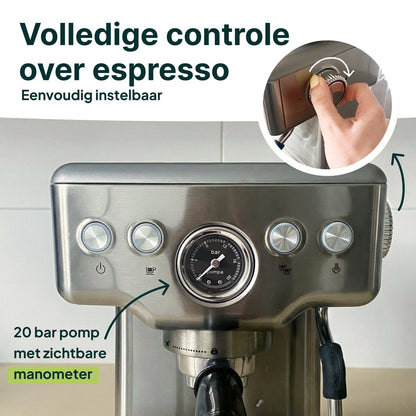 Espressomachine - 20 Bar - Pistonmachine met stoompijpje