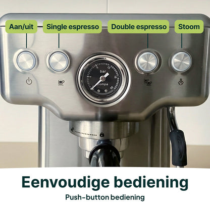 Espressomachine - 20 Bar - Pistonmachine met stoompijpje