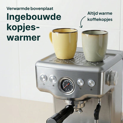 Espressomachine - 20 Bar - Pistonmachine met stoompijpje