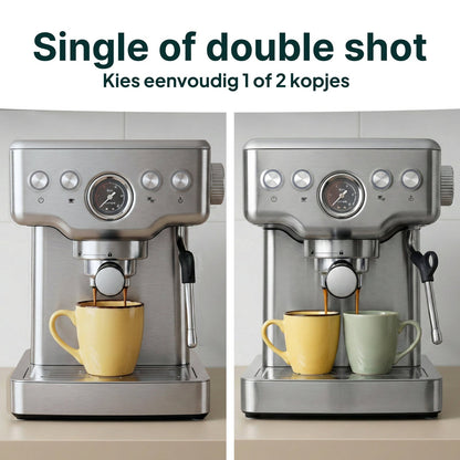 Espressomachine - 20 Bar - Pistonmachine met stoompijpje