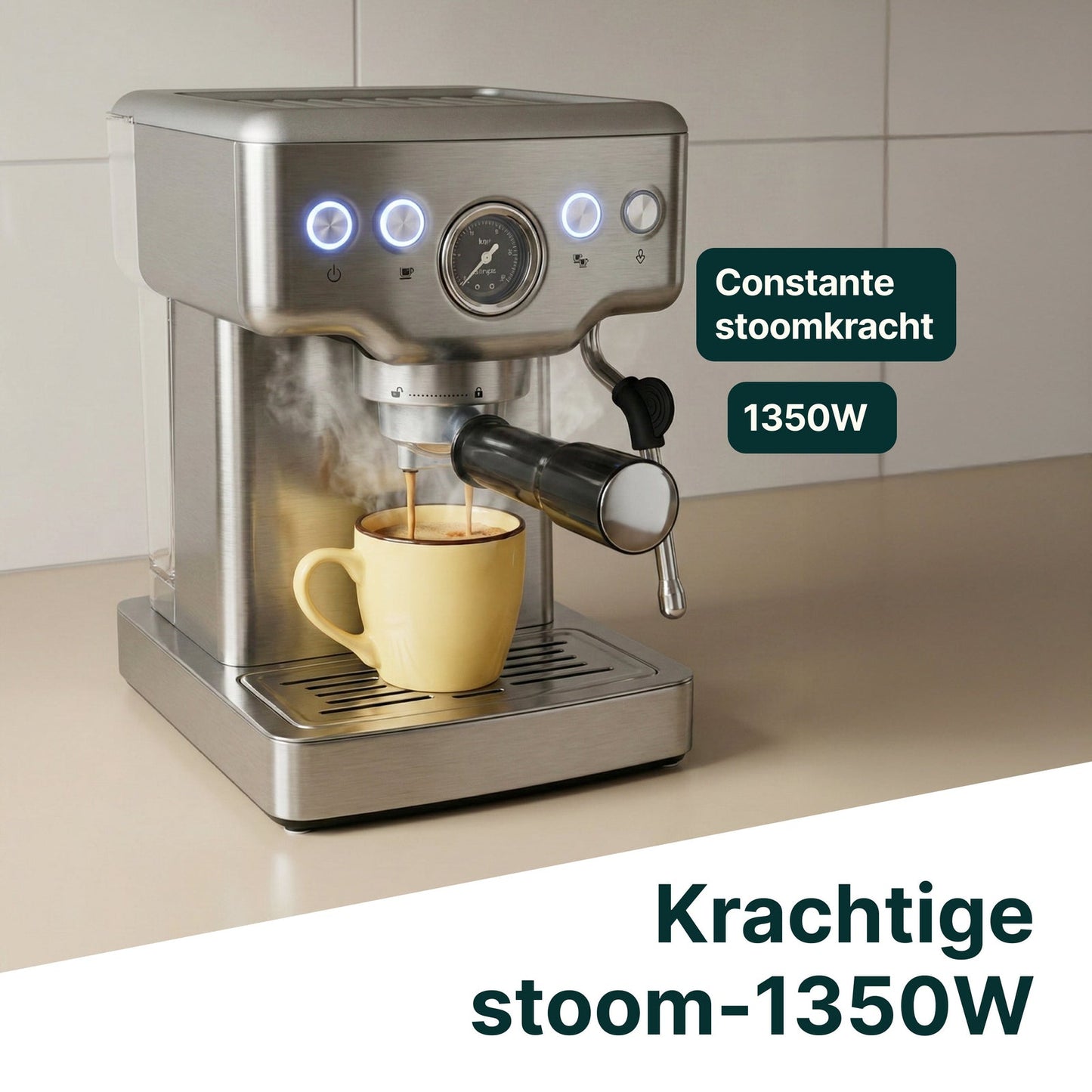 Espressomachine - 20 Bar - Pistonmachine met stoompijpje