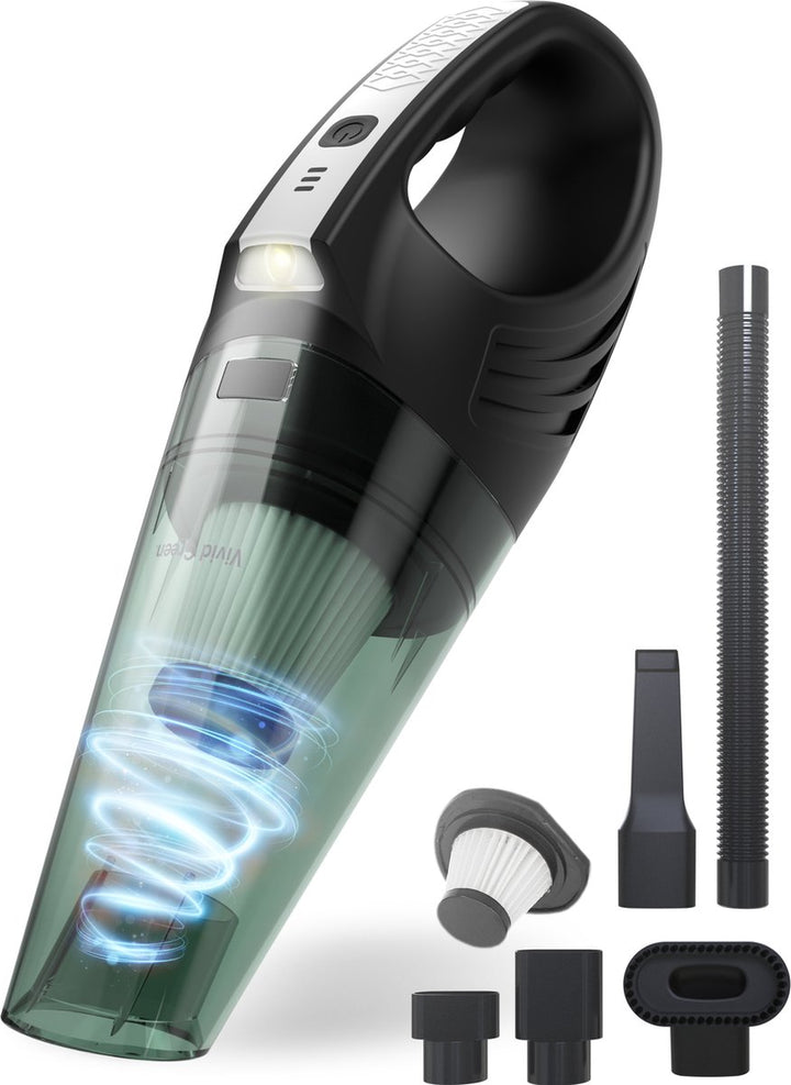 Kruimeldief Met Lamp- 100W - 5 Opzetstukken - Snoerloos - Kruimelzuiger - Handstofzuiger - Zwart/Grijs