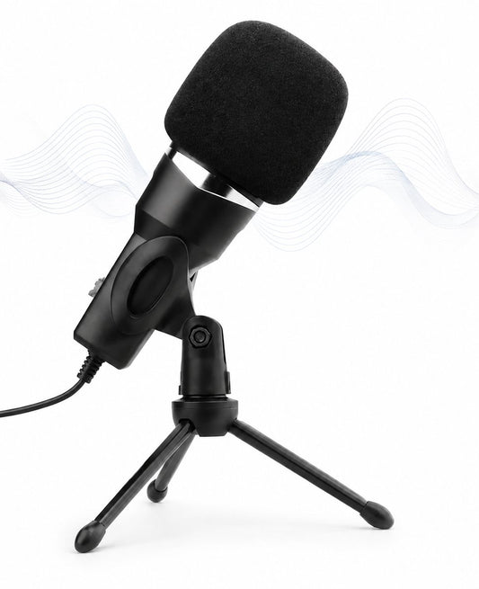 USB Microfoon met standaard - Gaming - Podcast - Voor Pc en console - Standaard - Incl. Plopkap - Zwart