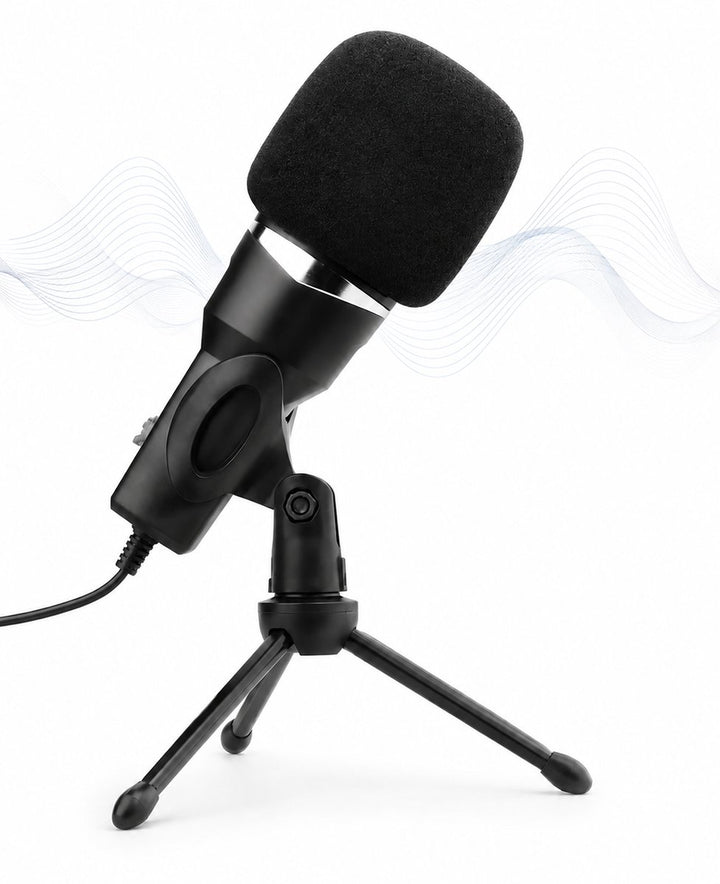USB Microfoon met standaard - Gaming - Podcast - Voor Pc en console - Standaard - Incl. Plopkap - Zwart