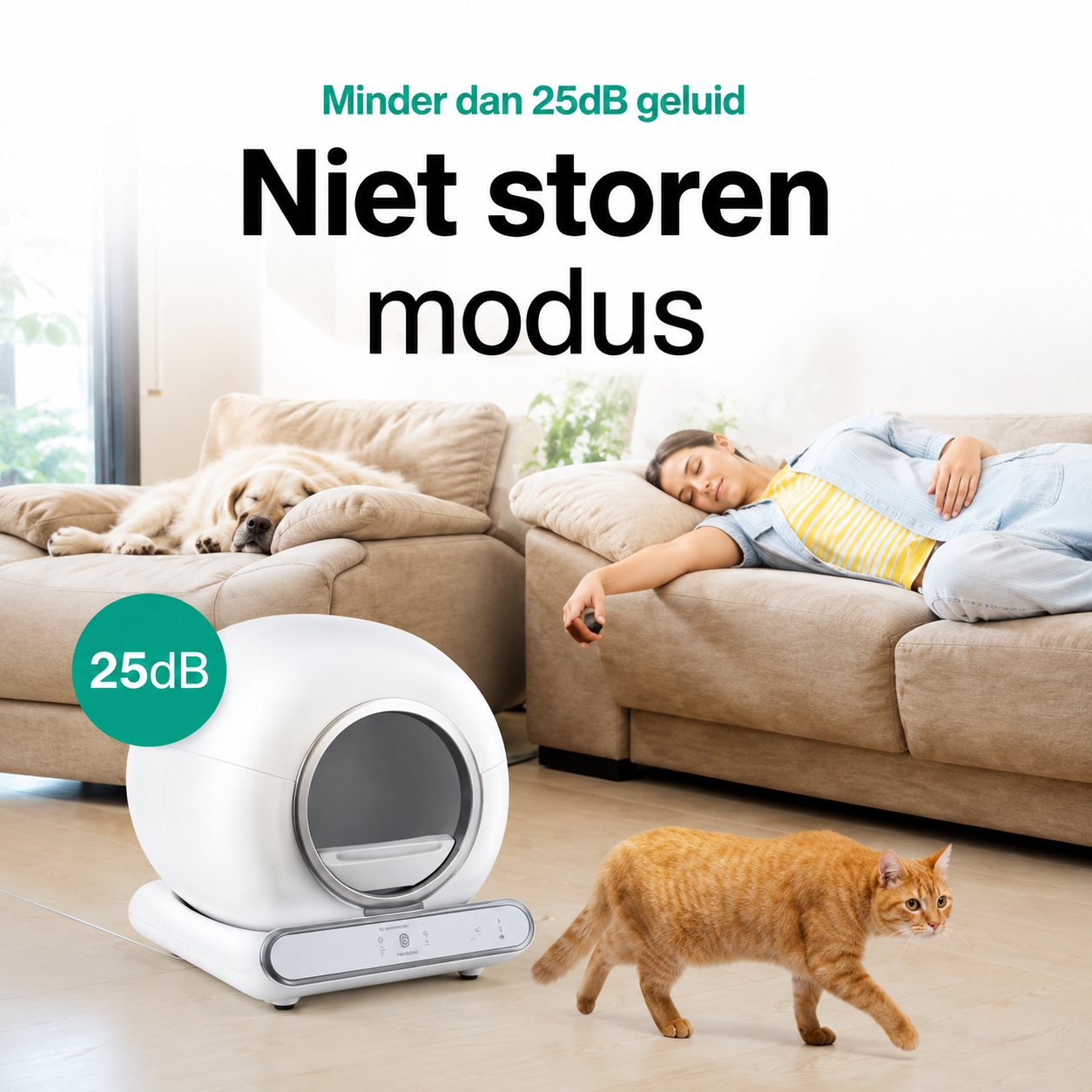 Automatische kattenbak -Zelfreinigende Kattenbak Inclusief App - 65L - 4 standen