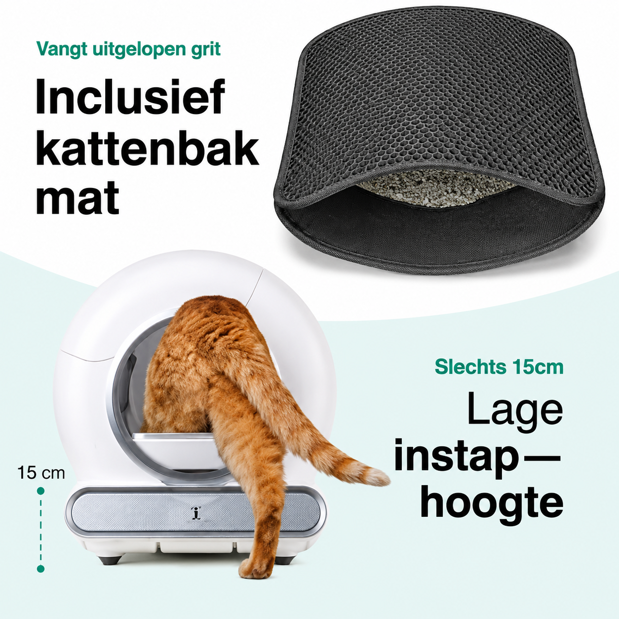 Automatische kattenbak -Zelfreinigende Kattenbak Inclusief App - 65L - 4 standen