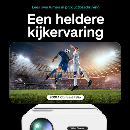 Beamer 10.000 Lumen - 1080P Full HD - Wifi Projector - Streamen vanaf je telefoon - Mini Beamer - Beamers - IOS & Android - Smart - Wit