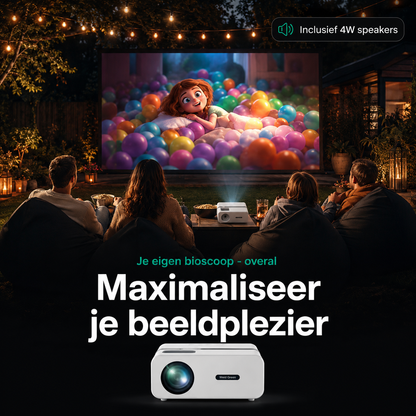 Beamer 10.000 Lumen - 1080P Full HD - Wifi Projector - Streamen vanaf je telefoon - Mini Beamer - Beamers - IOS & Android - Smart - Wit