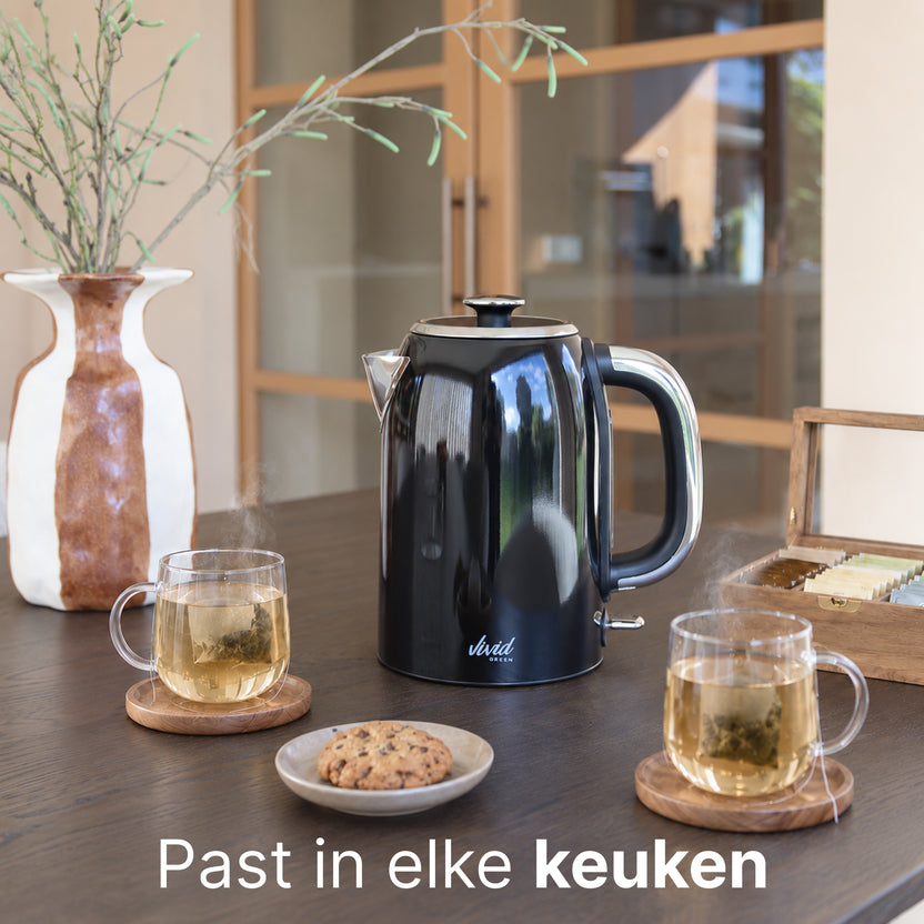 Luxe Waterkoker Retro Design - Zwart
