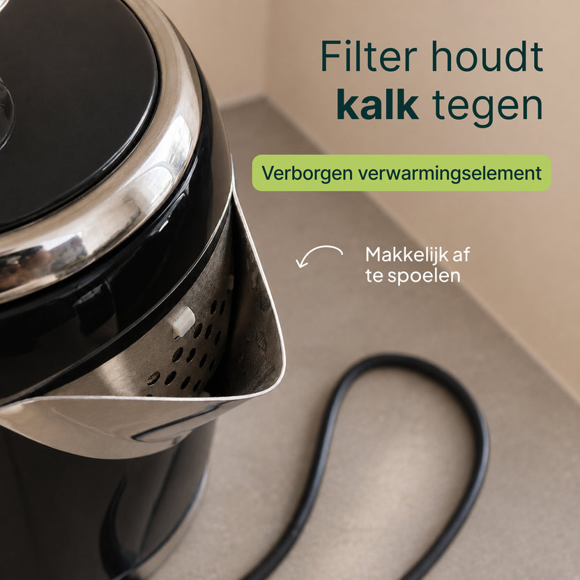 Luxe Waterkoker Retro Design - Zwart