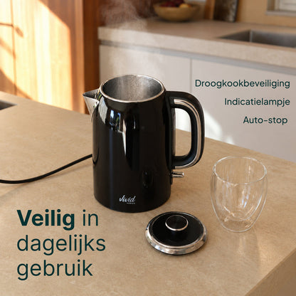 Luxe Waterkoker Retro Design - Zwart