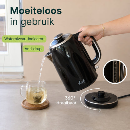 Luxe Waterkoker Retro Design - Zwart