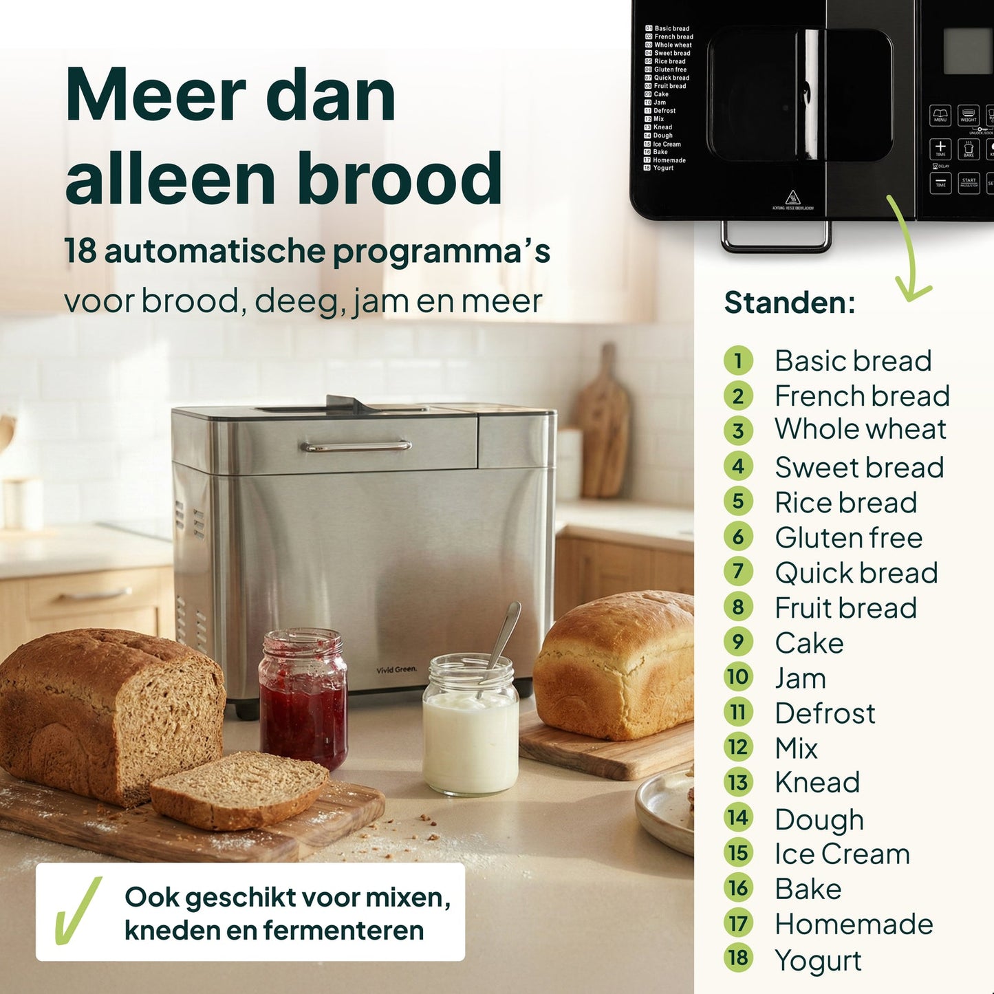 Broodbakmachine - Warmhoudfunctie & Timer - 600W - RVS