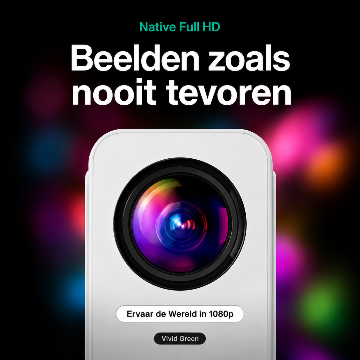 Beamer 10.000 Lumen - 1080P Full HD - Wifi Projector - Streamen vanaf je telefoon - Mini Beamer - Beamers - IOS & Android - Smart - Wit