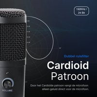 Microfoon met arm - USB - Gaming - Podcast - PC - Met plopkap en ruisfilter - Zwart