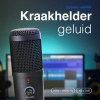Microfoon met arm - USB - Gaming - Podcast - PC - Met plopkap en ruisfilter - Zwart