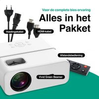 Beamer 10.000 Lumen - 1080P Full HD - Wifi Projector - Streamen vanaf je telefoon - Mini Beamer - Beamers - IOS & Android - Smart - Wit
