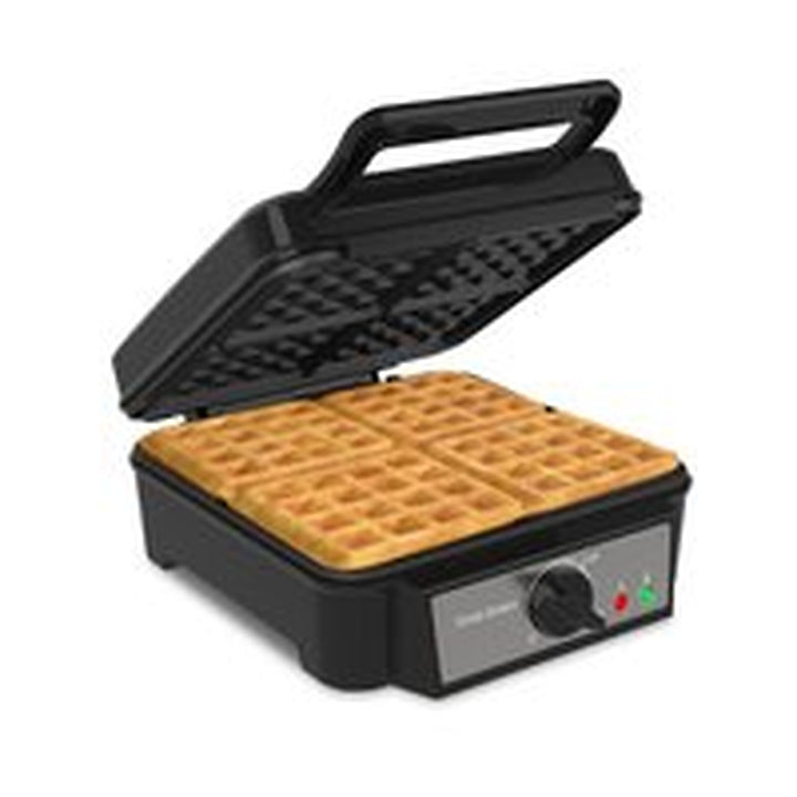 Wafelijzer voor 4 Wafels - Wafelmaker - Antiaanbaklaag - Temperatuur instelbaar - Zwart